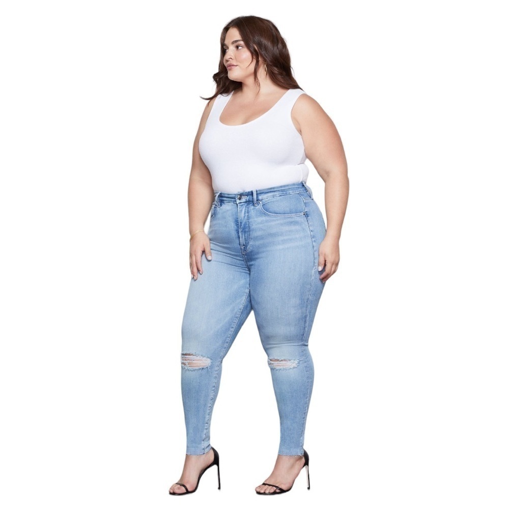 Good American Good Legs Crop Light Wash Denim Jeans Plus Size 24
